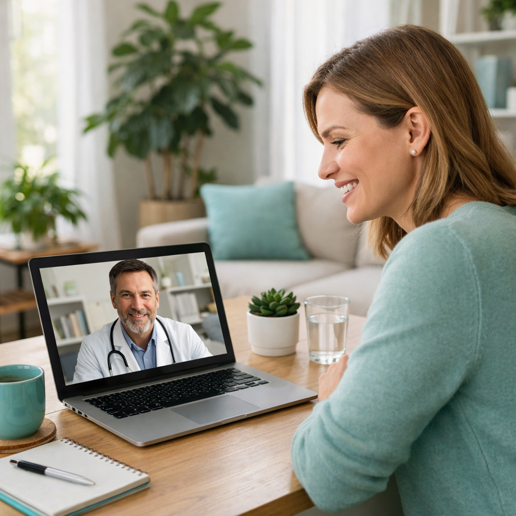 Patient having a telehealth consultation with a physician